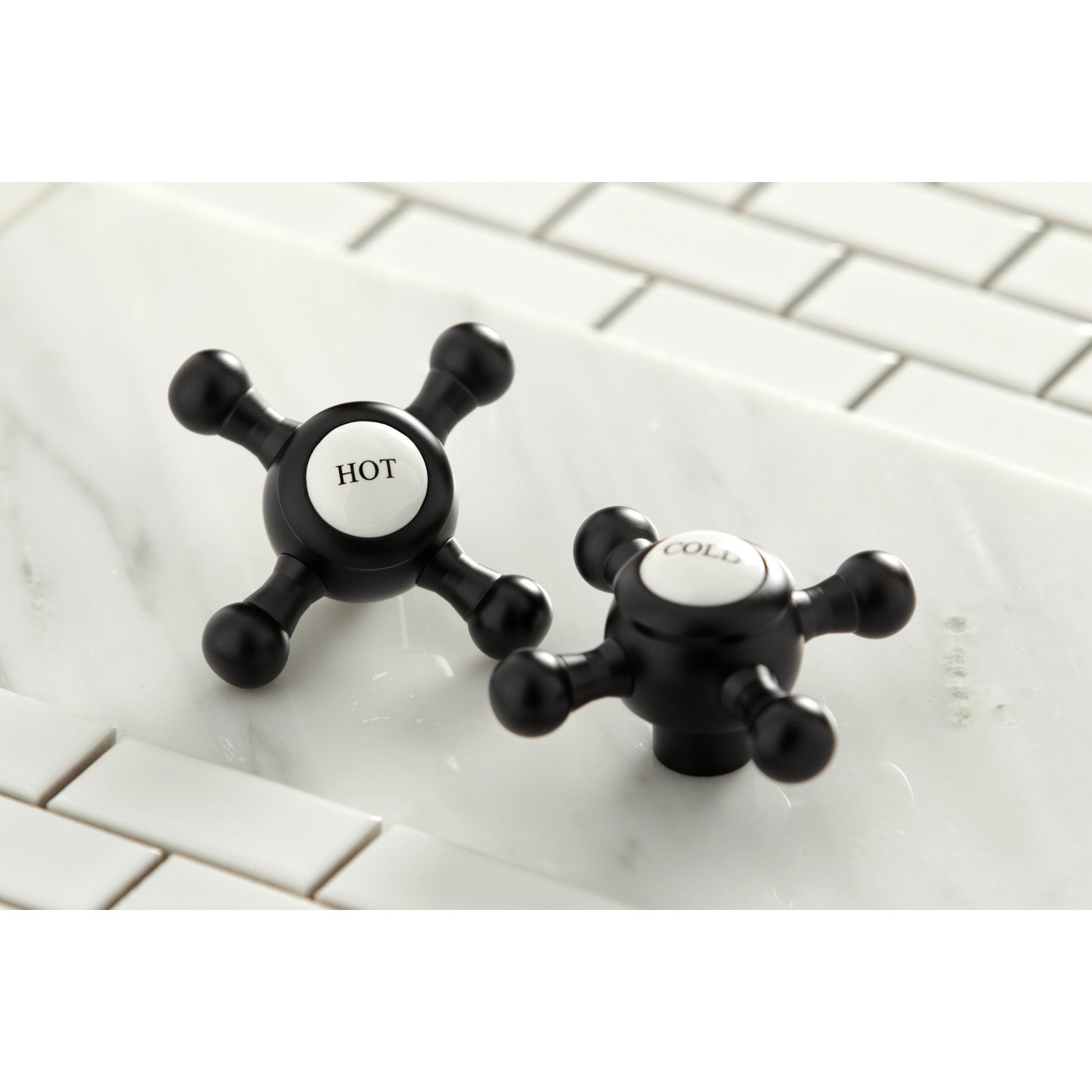 Kingston Heirloom KS1160BX - Vintage Two-Handle 3-Hole Deck Mount Widespread Bathroom Faucet with Brass Pop-Up, Matte Black — thumbnail 3